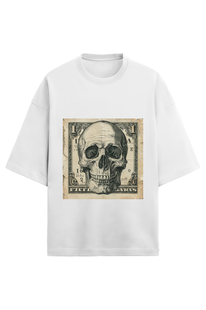 Street Skull Terry Cotton Oversized Tee White