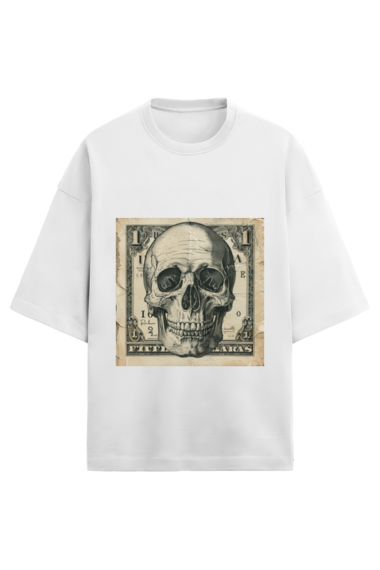Street Skull Terry Cotton Oversized Tee White